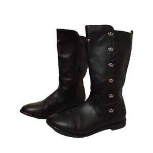 Juicy Couture Youth Girls Faux Leather Quilted Riding Boots Sz 5M